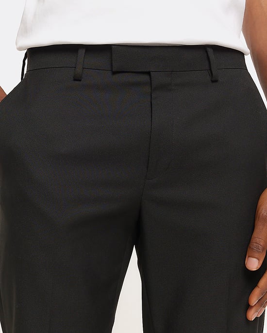River Island Mens Suit Trousers Black Skinny Fit Twill - Image 4