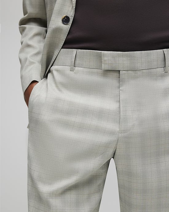 River Island Mens Suit Trousers Beige Skinny Fit Stretch Check - Image 3