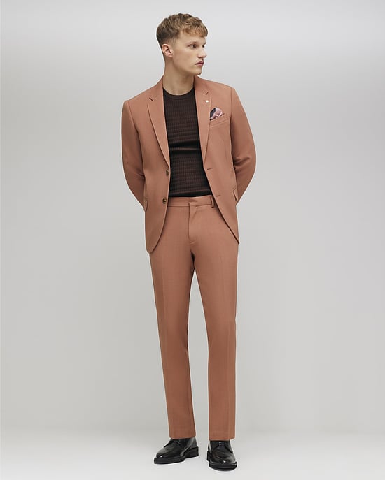 River Island Mens Suit Trousers Pink Skinny Fit Stretch - Image 2