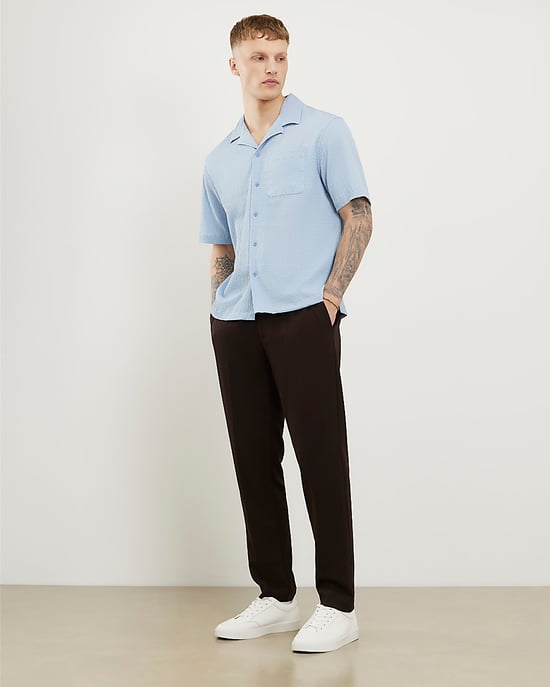 River Island Mens Trousers Brown Slim Fit Stretch Textured Zipped - Image 2