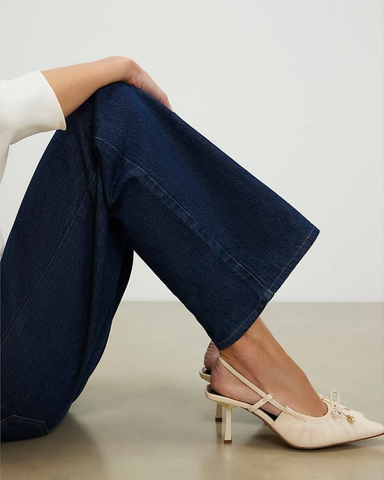 River Island Womens Court Shoes Cream Ruched Bow Heels Slingback - Image 5