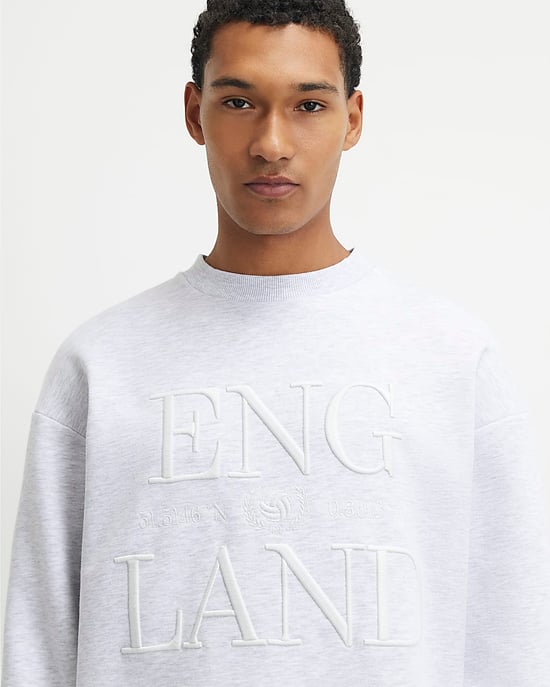 River Island Mens Sweatshirt Grey Embroidered England - Image 2