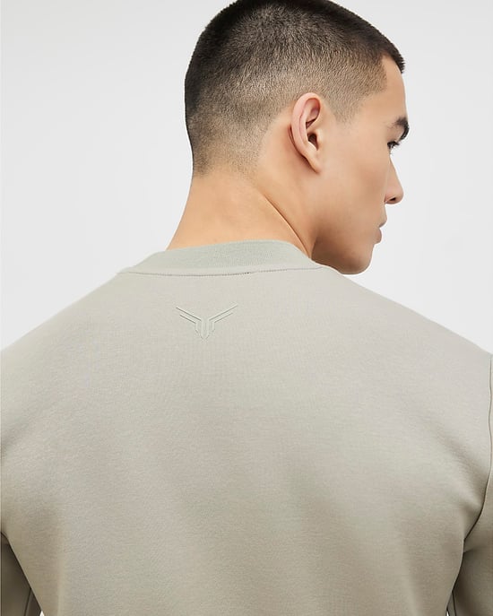 River Island Mens Sweatshirt Khaki Slim Fit Nylon Pocket - Image 3