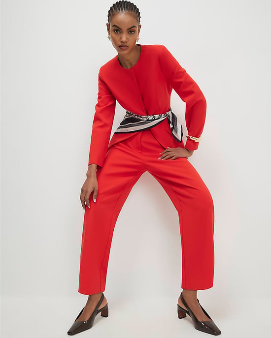 River Island Womens Straight Leg Trousers Red Slim Zip - Image 3