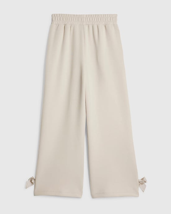 River Island Girls Trousers Cream Wide Leg Bow - Image 4