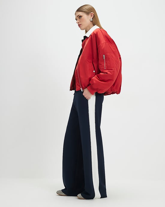 River Island Womens Wide Leg Trousers Navy Colour Blocked - Image 2