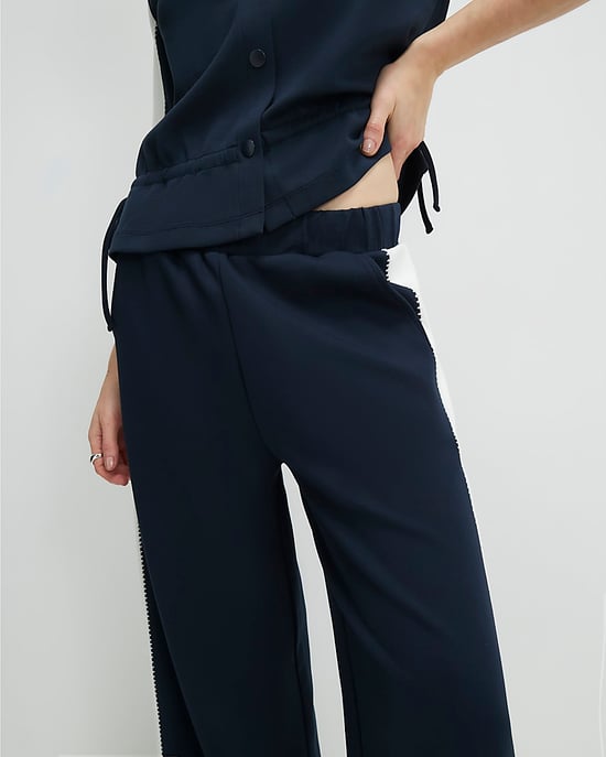 River Island Womens Wide Leg Trousers Navy Colour Blocked - Image 4