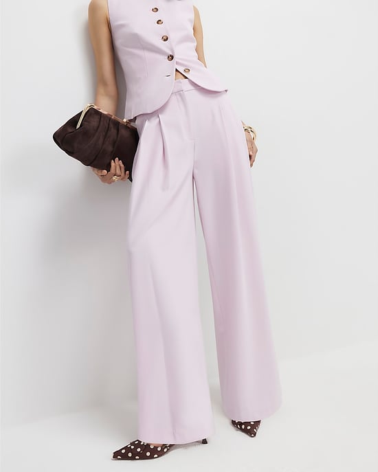 River Island Womens Wide Leg Trousers Pink Dart Detail - Image 1