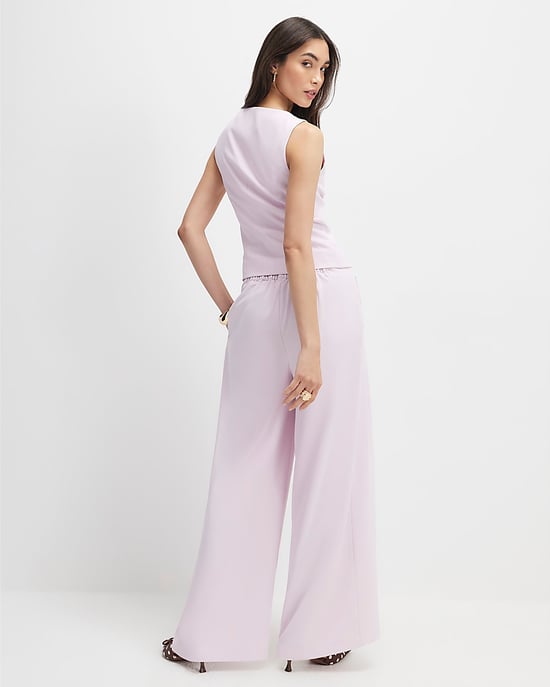 River Island Womens Wide Leg Trousers Pink Dart Detail - Image 4