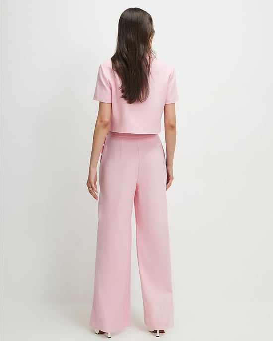 River Island Womens Wide Leg Trousers Pink Linen Blend Scalloped - Image 3