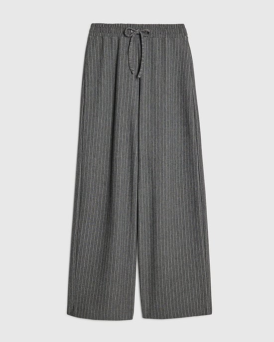 River Island Womens Wide Leg Trousers Grey Pinstripe Drawstring - Image 6
