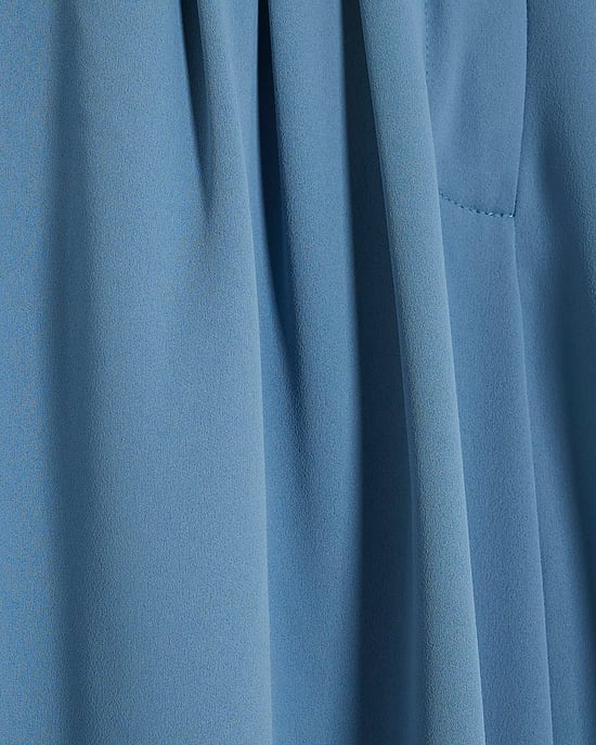 River Island Womens Wide Leg Trousers Blue Pleated Zip - Image 5