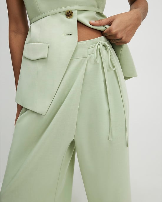 River Island Womens Wide Leg Trousers Green Wrap Detail - Image 3