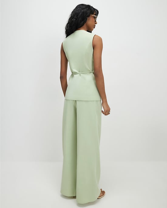 River Island Womens Wide Leg Trousers Green Wrap Detail - Image 4