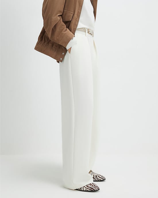 River Island Womens Wide Leg Trousers Cream Belted - Image 4