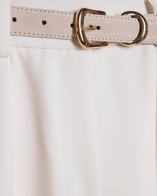River Island Womens Wide Leg Trousers Cream Belted - Image 5