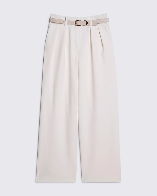 River Island Womens Wide Leg Trousers Cream Belted - Image 6