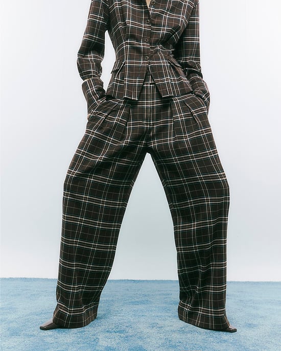 River Island Womens Wide Leg Trousers Brown Check - Image 1