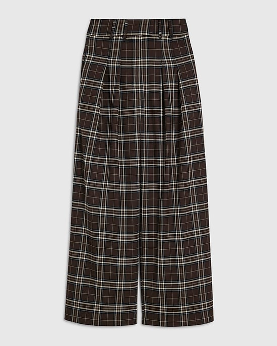 River Island Womens Wide Leg Trousers Brown Check - Image 6