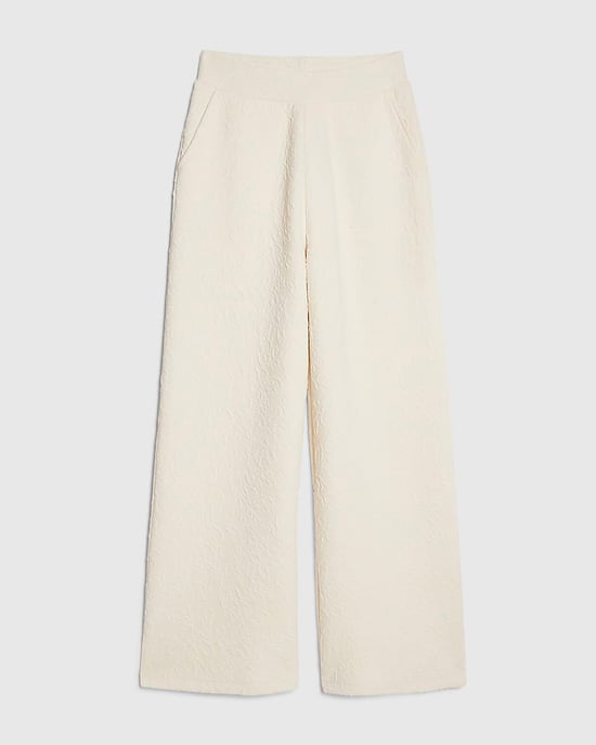 River Island Womens Wide Leg Trousers Cream Jacquard Texture - Image 5