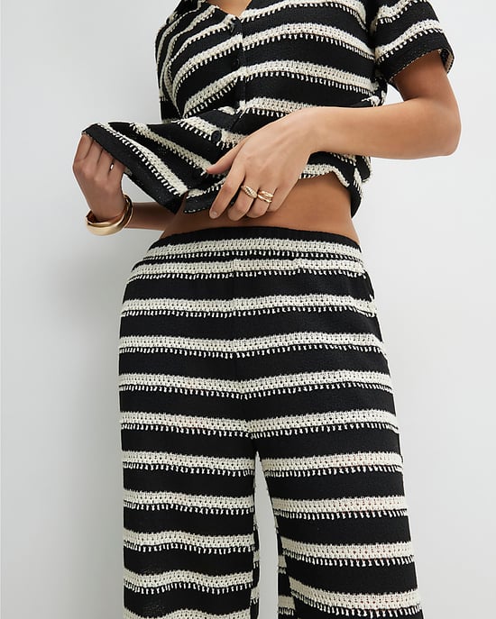 River Island Womens Wide Leg Trousers Black Striped Crochet - Image 3