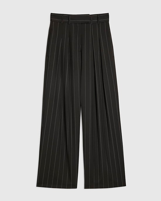 River Island Womens Wide Leg Trousers Black Pinstripe - Image 6