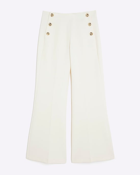 River Island Womens Wide Leg Trousers Cream Button Front - Image 6