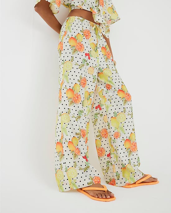 River Island Womens Trousers White Fruit Print Beach - Image 2