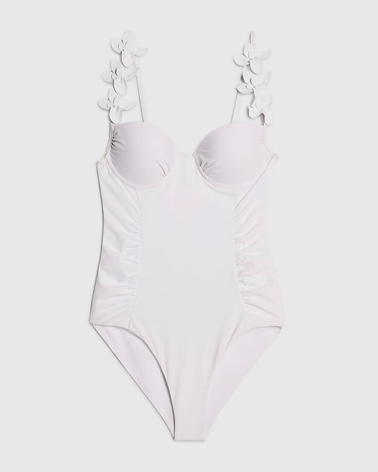 River Island Womens Swimsuit White Flower Trim Swimwear - Image 6