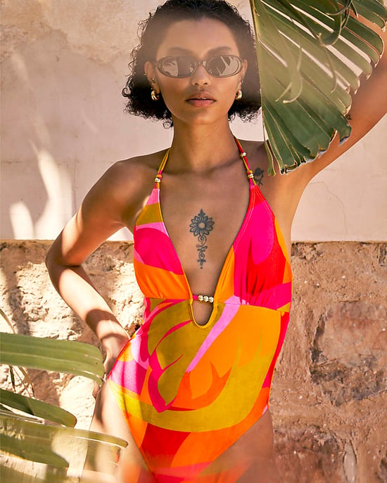 River Island Womens Swimsuit Pink Leaf Print Swimwear - Image 4