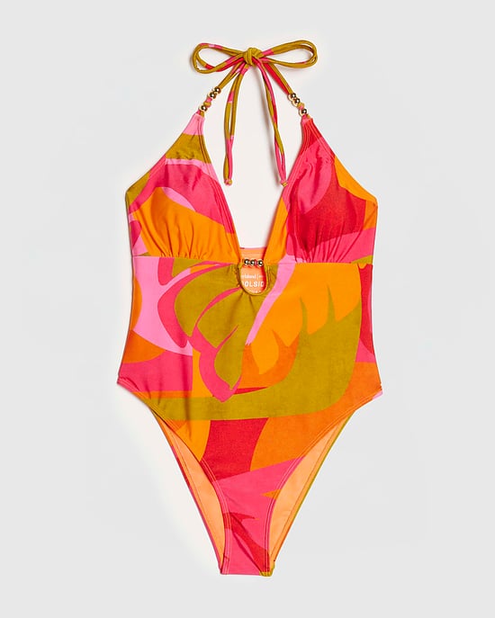 River Island Womens Swimsuit Pink Leaf Print Swimwear - Image 6