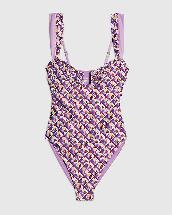 River Island Womens Swimsuit Purple Geometric Pineapple Swimwear - Image 6