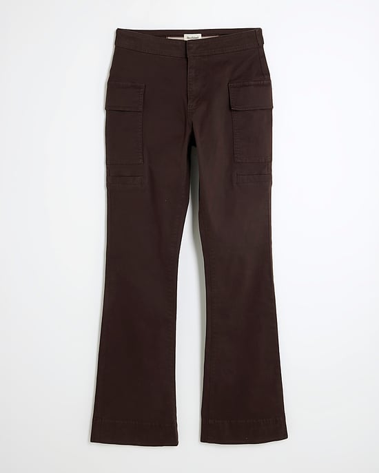 River Island Womens Cargo Trousers Brown Twill Bootcut - Image 6