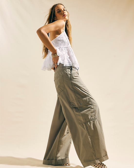 River Island Womens Cargo Trousers Beige Wide Leg - Image 2