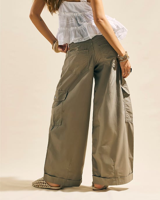 River Island Womens Cargo Trousers Beige Wide Leg - Image 3