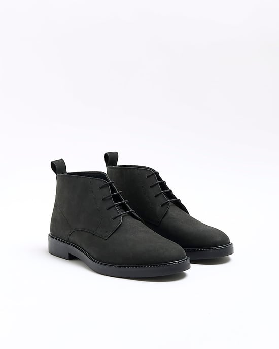 River Island Mens Chukka Boots Black Lace Up Padded - Image 1