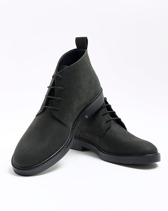 River Island Mens Chukka Boots Black Lace Up Padded - Image 4