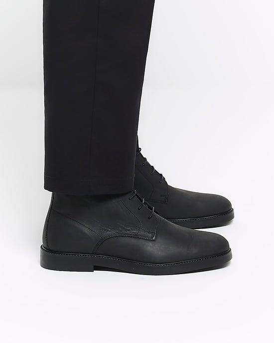 River Island Mens Chukka Boots Black Lace Up Padded - Image 5