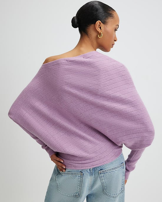 River Island Womens Jumper Purple Ribbed Off The Shoulder - Image 3