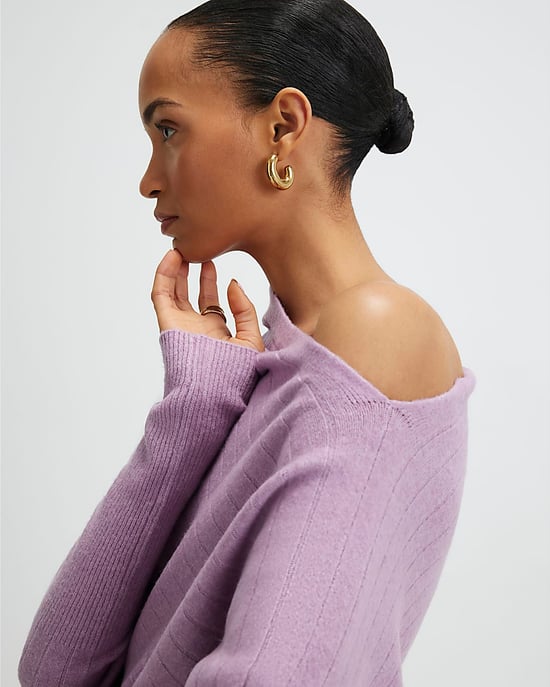 River Island Womens Jumper Purple Ribbed Off The Shoulder - Image 4
