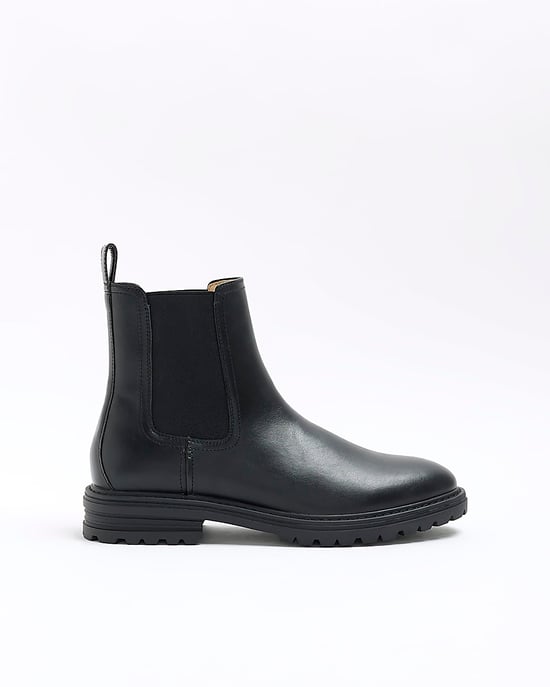 River Island Mens Chelsea Boots Black Faux Leather Elasticated - Image 2