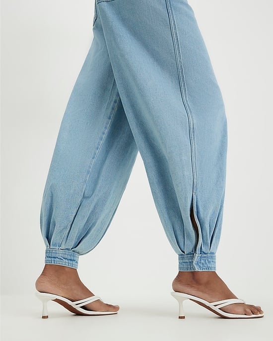 River Island Womens Jeans Tapered Blue Balloon Leg Zip - Image 3