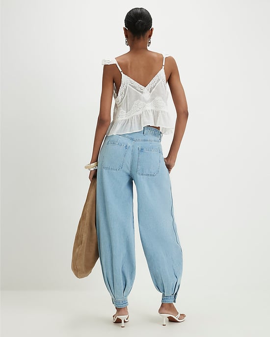 River Island Womens Jeans Tapered Blue Balloon Leg Zip - Image 4