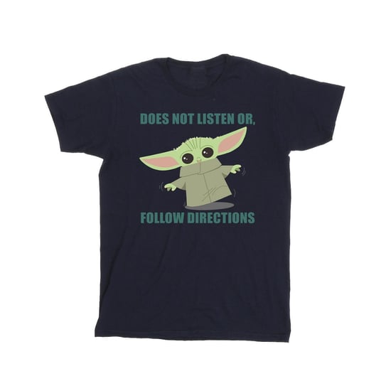Star Wars Mens The Mandalorian Grogu Does Not Listen T-Shirt (Navy Blue) - Image 2
