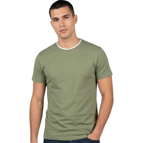 Mens T Shirts Short Sleeve Layered Collar Crew Neck Summer Basic Tee Pullover - Image 1