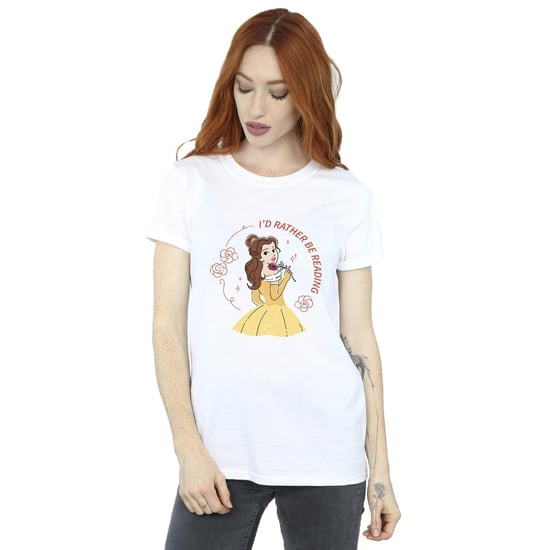Disney Womens/Ladies Beauty And The Beast I´d Rather Be Reading Cotton Boyfriend T-Shirt (White) - Image 1