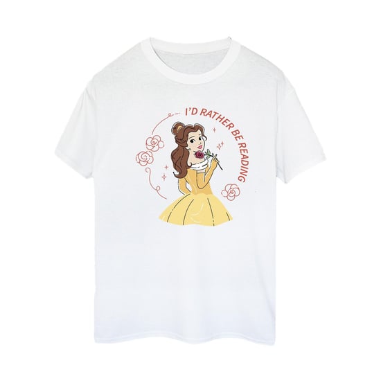 Disney Womens/Ladies Beauty And The Beast I´d Rather Be Reading Cotton Boyfriend T-Shirt (White) - Image 2
