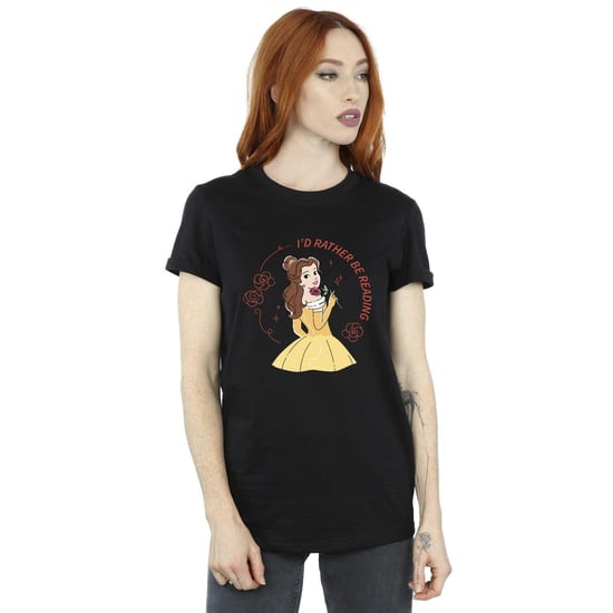 Disney Womens/Ladies Beauty And The Beast I´d Rather Be Reading Cotton Boyfriend T-Shirt (Black) - Image 1