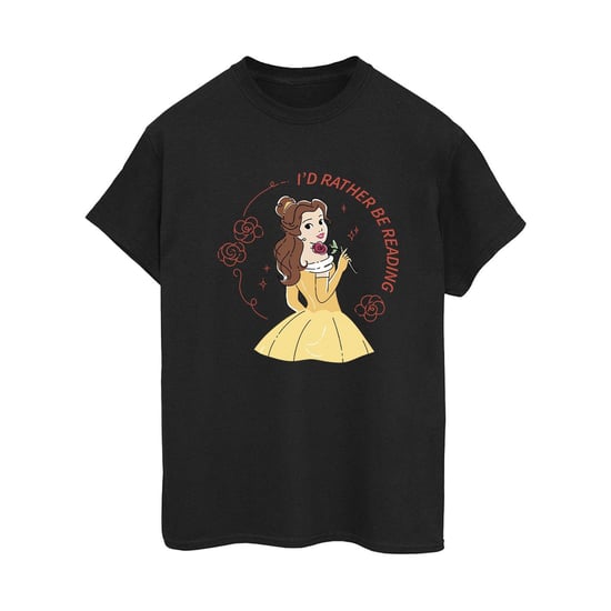 Disney Womens/Ladies Beauty And The Beast I´d Rather Be Reading Cotton Boyfriend T-Shirt (Black) - Image 2