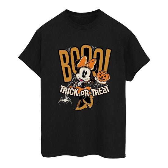 Disney Dames/Dames Boo Trick Or Treat Minnie Mouse Katoenen Vriendje T-shirt (Zwart) - Image 1